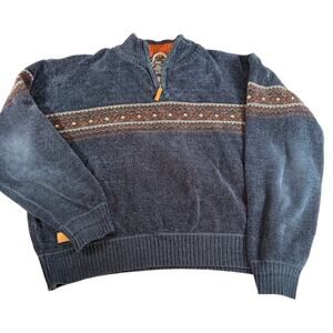 Point Zero Gold Ethan bonded chenille 1/4 zip sweater, microfleece lined. Sz XL.